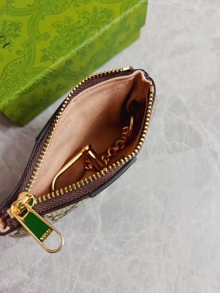 💰340🇭🇺🇭🇺GG brand new small coin purse~lipstick bag🪅🪅made of imported cowhide leather and PVC , 🪅🪅 with exquisite original factory double G hardware 🪅🪅, flexible and unique hook buckle, small and exquisite, great effect, model: 671722, color: brown pvc, size: 12x7.5x1.5cm