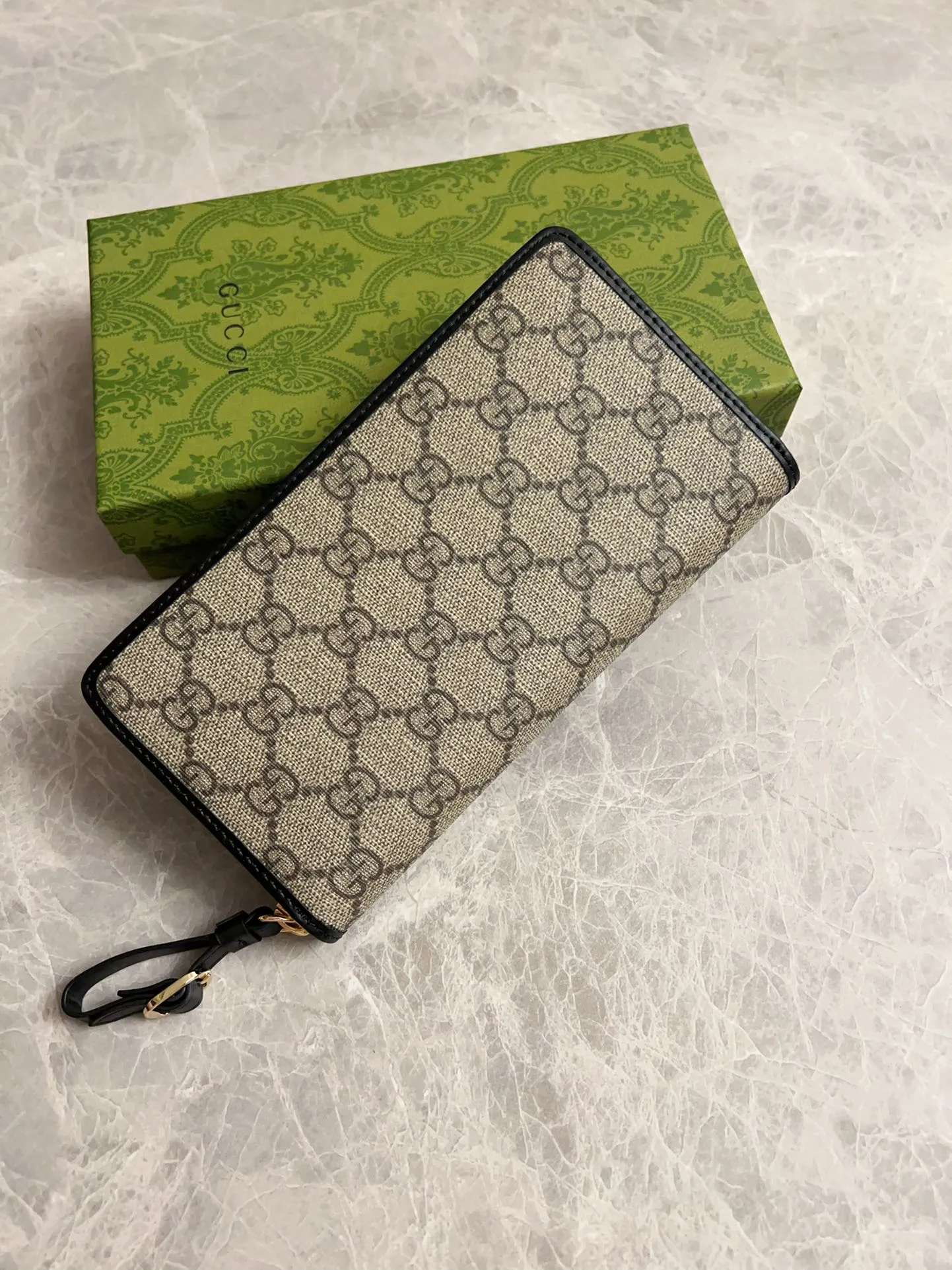 💰460 🇮🇹🇮🇹Gucci’s latest GG Supreme premium PVC with original cowhide leather wallet🌾🌾Model: 821803, size: 19×10x2.5cm