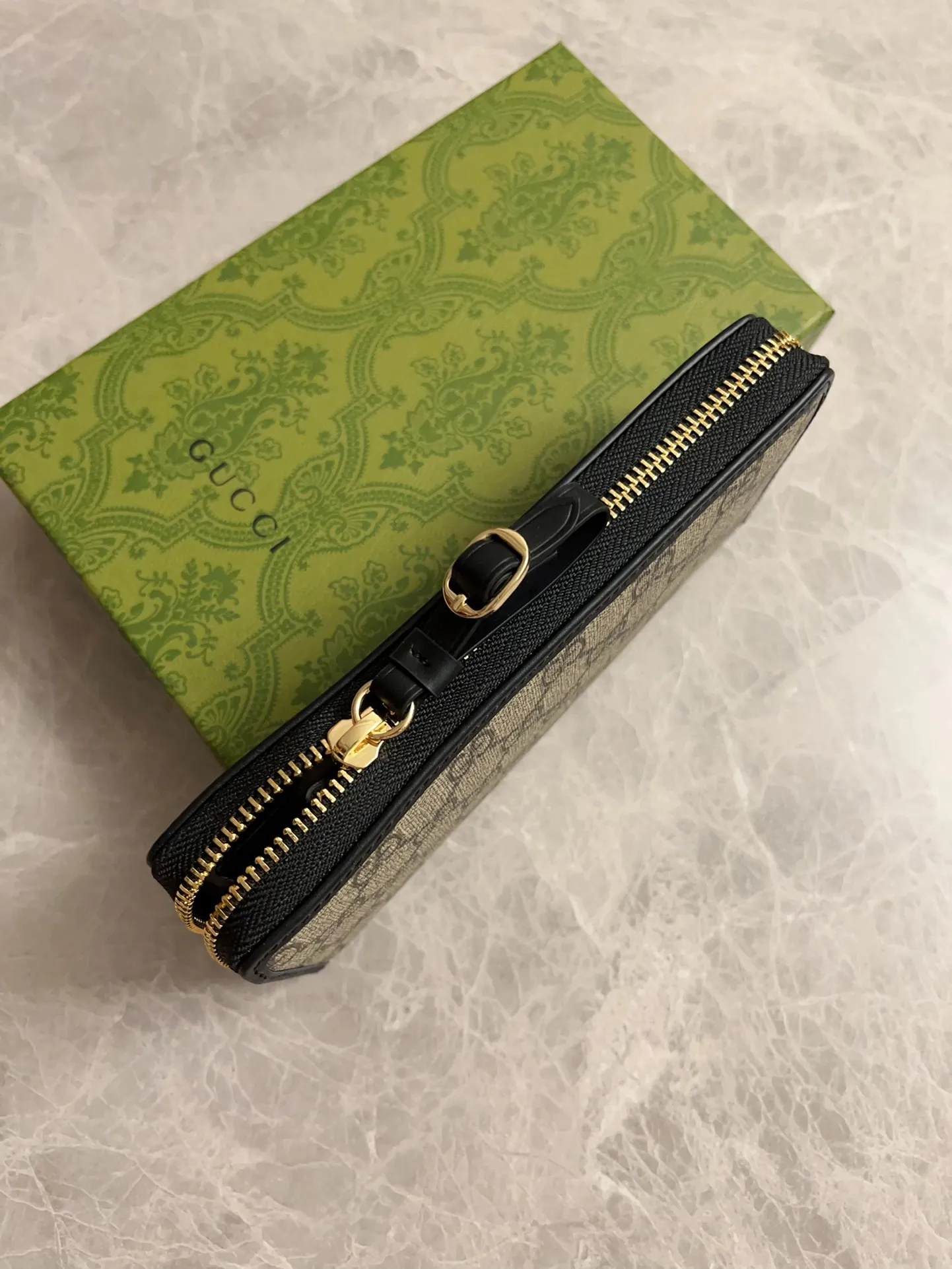 💰460 🇮🇹🇮🇹Gucci’s latest GG Supreme premium PVC with original cowhide leather wallet🌾🌾Model: 821803, size: 19×10x2.5cm