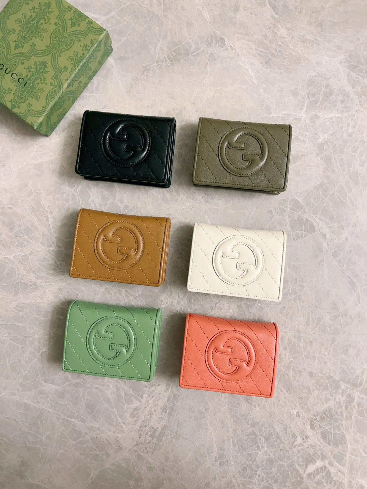 💰410 🇭🇺🇭🇺Gucci Blondie series card holder wallet Model: 760317 Size: 11x8.5x3cm (thick) Color: white, black, gray, brown, pink, green/original leather. Made in Italy