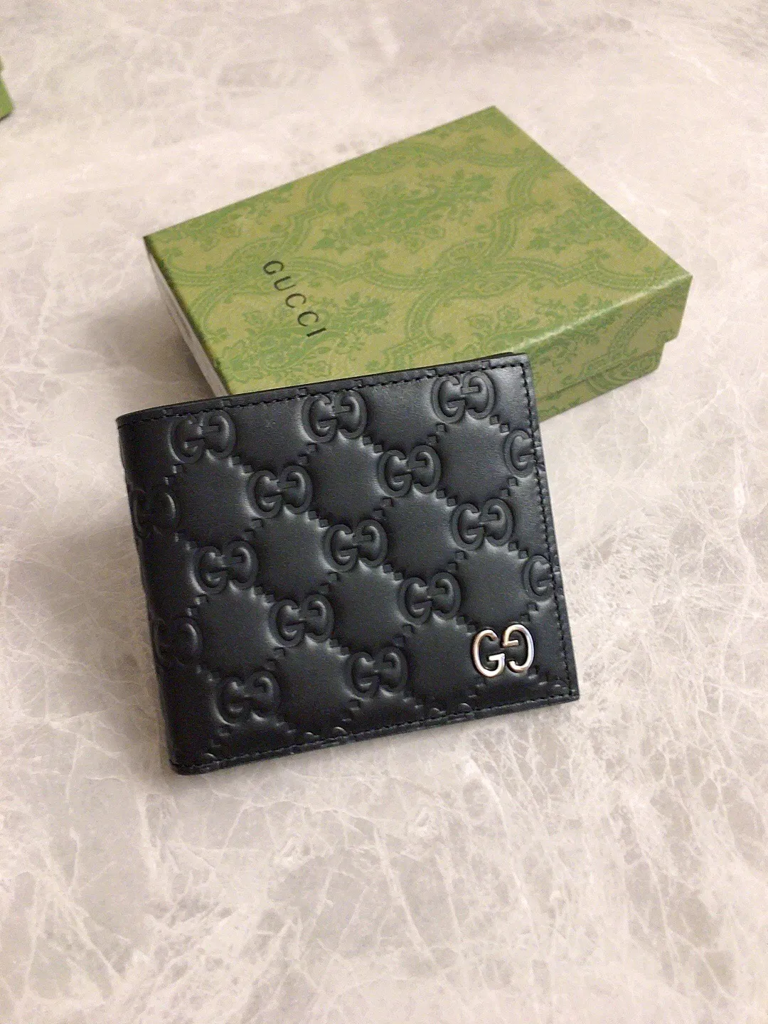 💰280🇭🇺🇭🇺New men's short clip🐺🐺Counter quality, authentic mold opening, real shot! 🐺🐺Original cowhide~Using hot-pressed exquisite printing, thick to the touch, with the latest~Double GG metal Logo🐺🐺Model: 473916, size: 11x 9cm