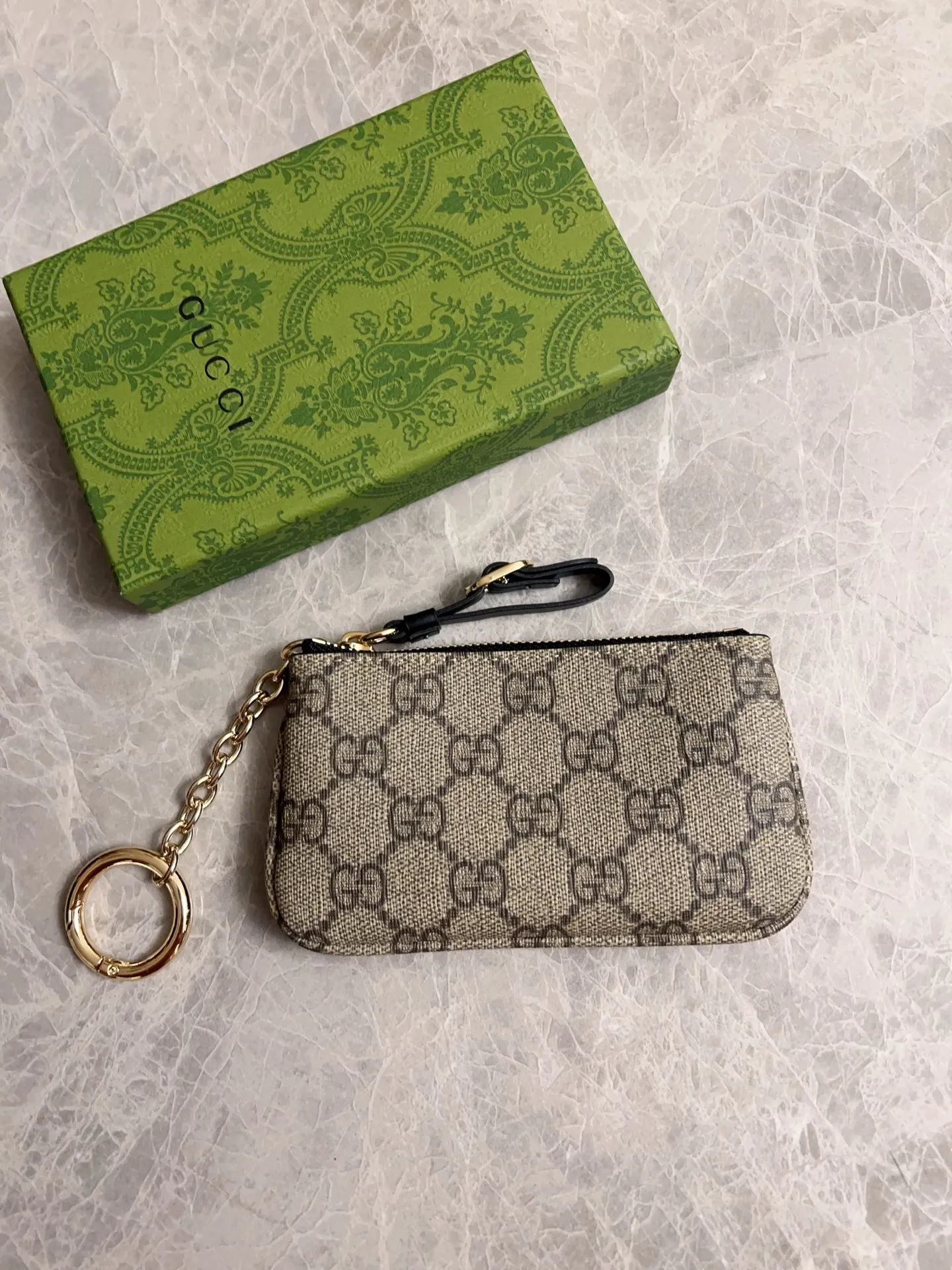 💰320 🇮🇹🇮🇹Gucci’s latest GG Supreme premium PVC with original cowhide small wallet/key bag/lipstick bag🌾🌾Model: 819113, size: 12×7.5cm