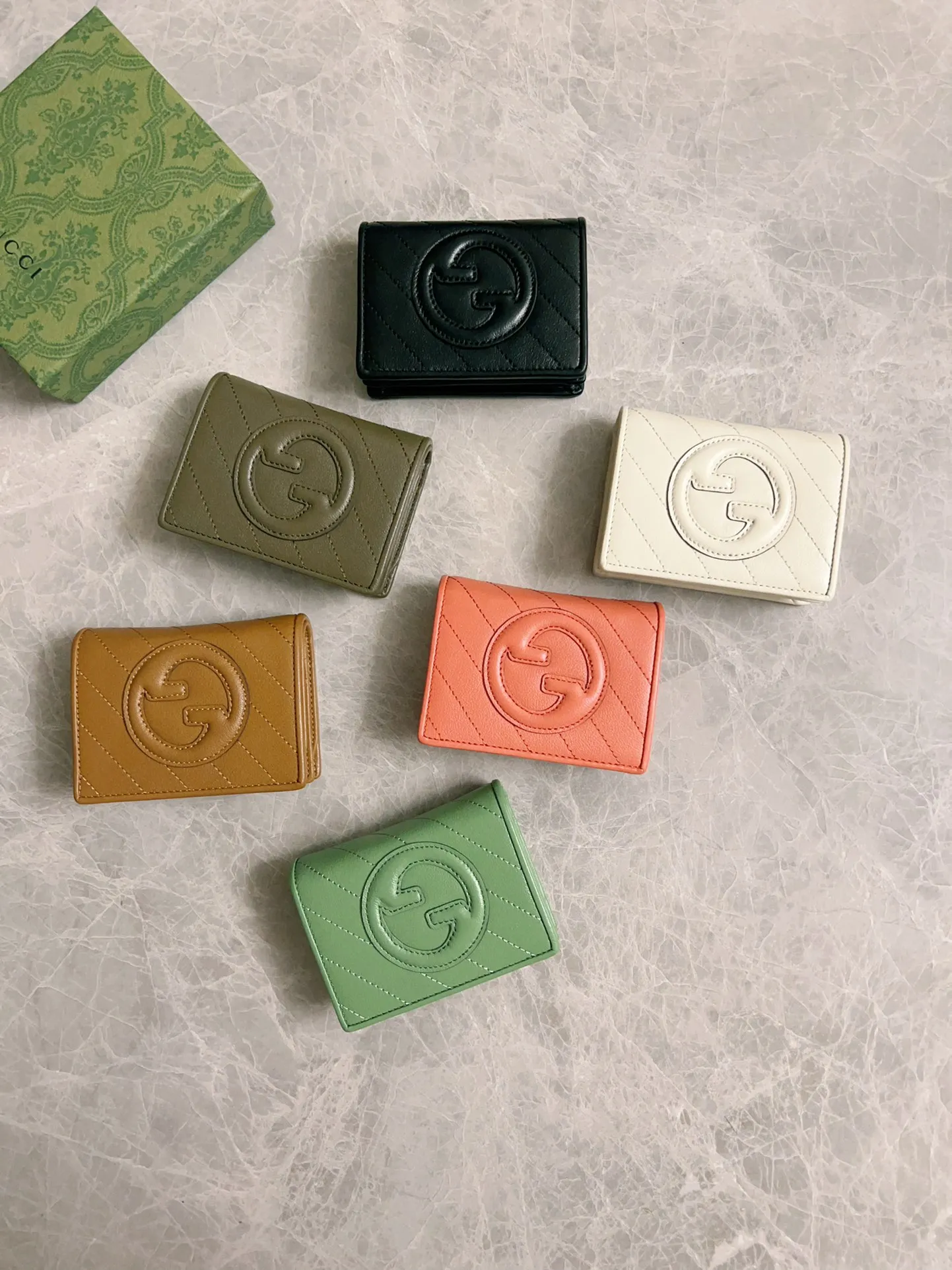 💰410 🇭🇺🇭🇺Gucci Blondie series card holder wallet Model: 760317 Size: 11x8.5x3cm (thick) Color: white, black, gray, brown, pink, green/original leather. Made in Italy