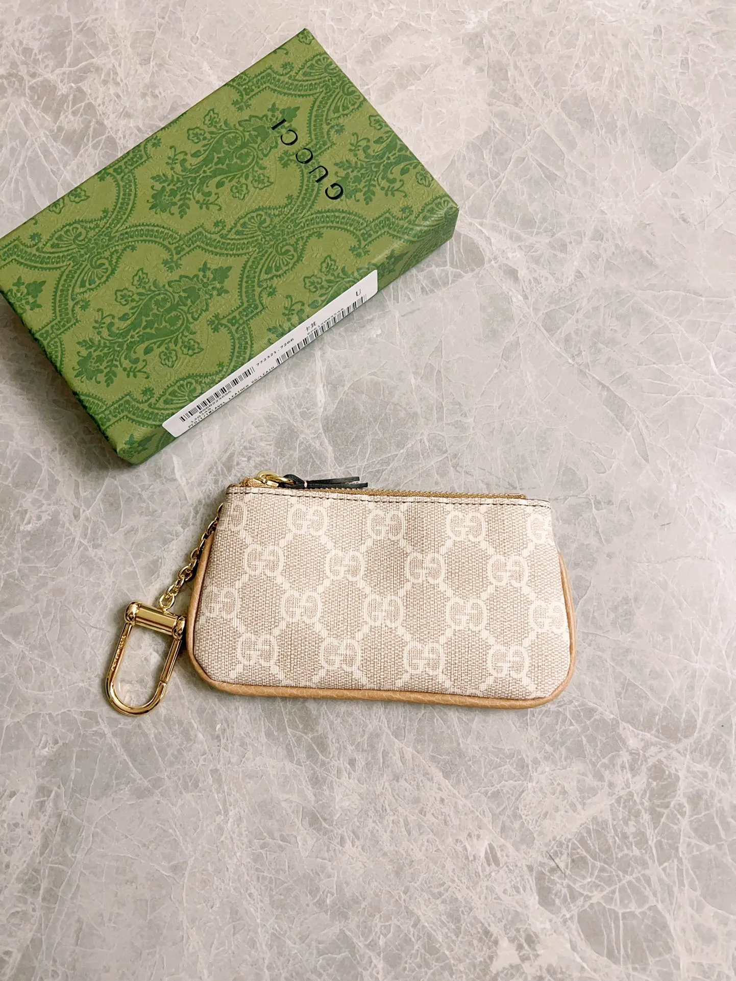 💰340 🇭🇺🇭🇺GG brand new small coin purse ~ lipstick bag 🪅🪅 Made of imported cowhide leather and PVC , 🪅🪅 with exquisite original factory double G hardware 🪅🪅, flexible and unique hook buckle, small and exquisite, great effect, model: 772321, color: khaki pvc, size: 12x7.5x1.5cm