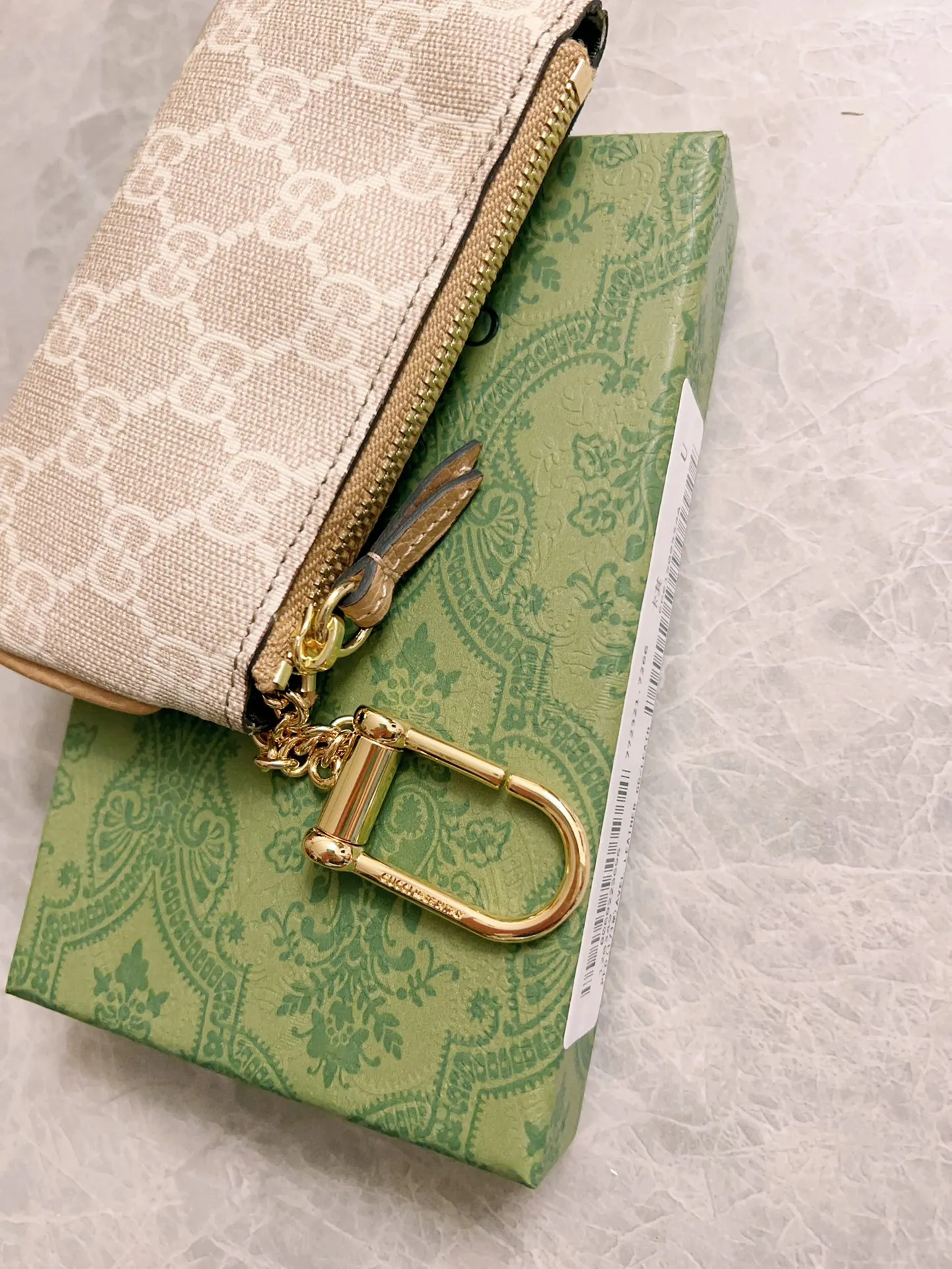 💰340 🇭🇺🇭🇺GG brand new small coin purse ~ lipstick bag 🪅🪅 Made of imported cowhide leather and PVC , 🪅🪅 with exquisite original factory double G hardware 🪅🪅, flexible and unique hook buckle, small and exquisite, great effect, model: 772321, color: khaki pvc, size: 12x7.5x1.5cm