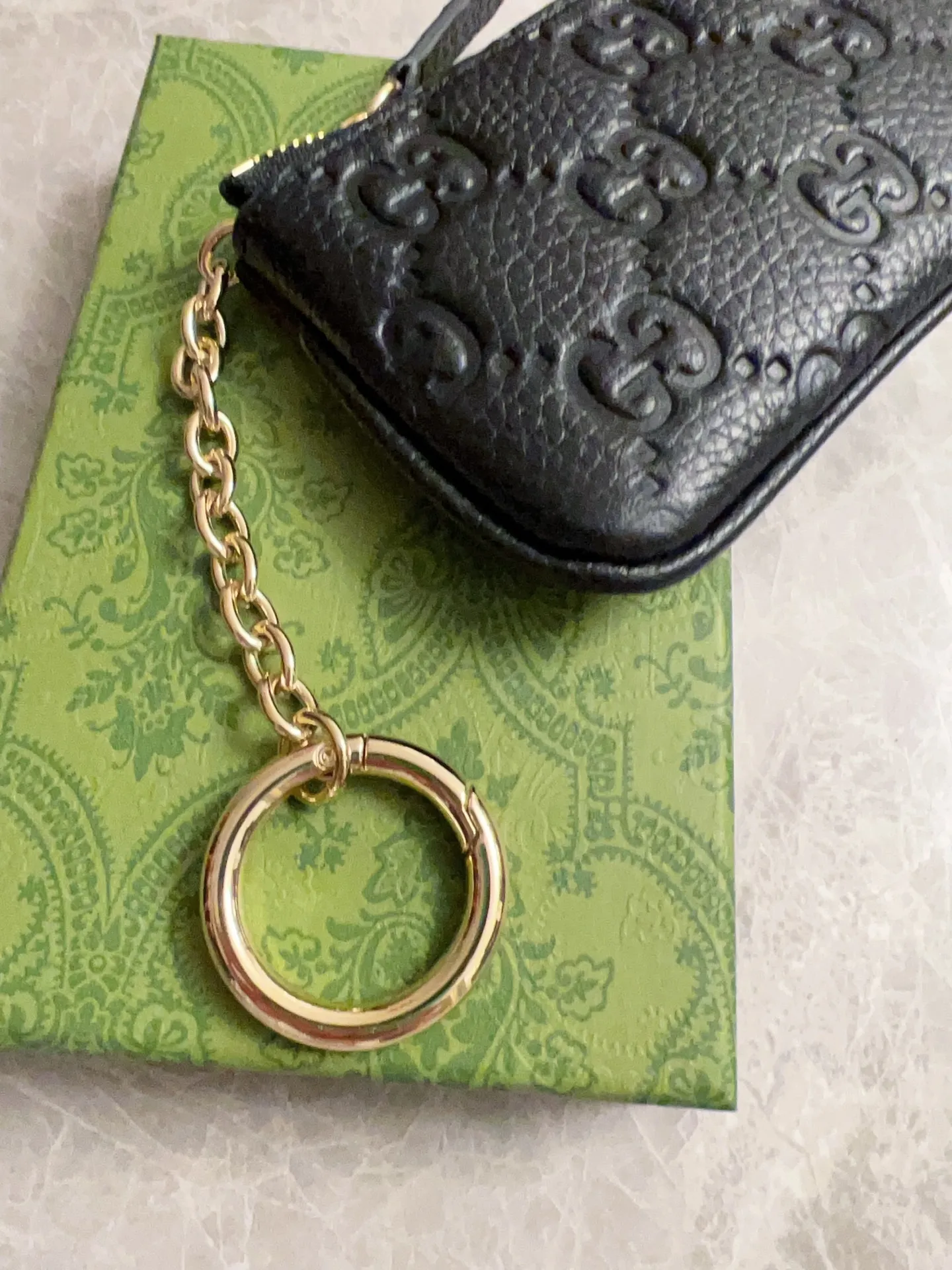 💰 320 🇮🇹🇮🇹New GG Emblem series super soft pink embossed/full leather coin purse/lipstick bag💋💋Model: 815891, size: 12x7.5cm