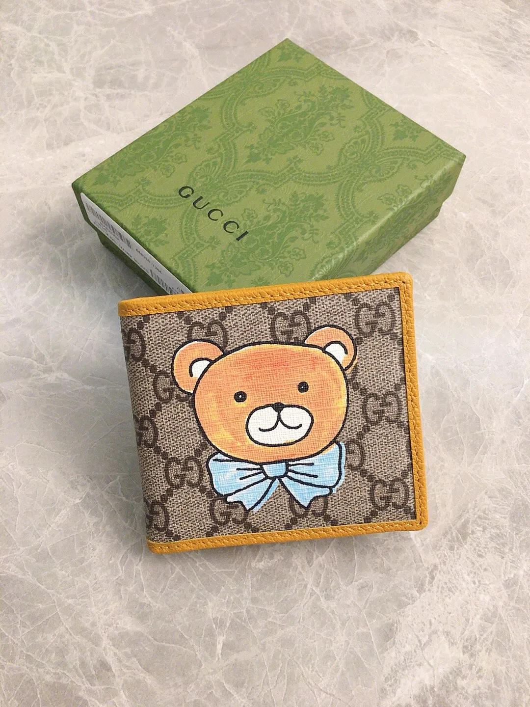 💰300 🇭🇺🇭🇺GUCCI KAI Kim Jong-in Joint Bear Series 🍃🍃 Short Wallet 🍃🍃 Model: 660159, Size: 11x9cm, 🍃🍃 Made of original leather!