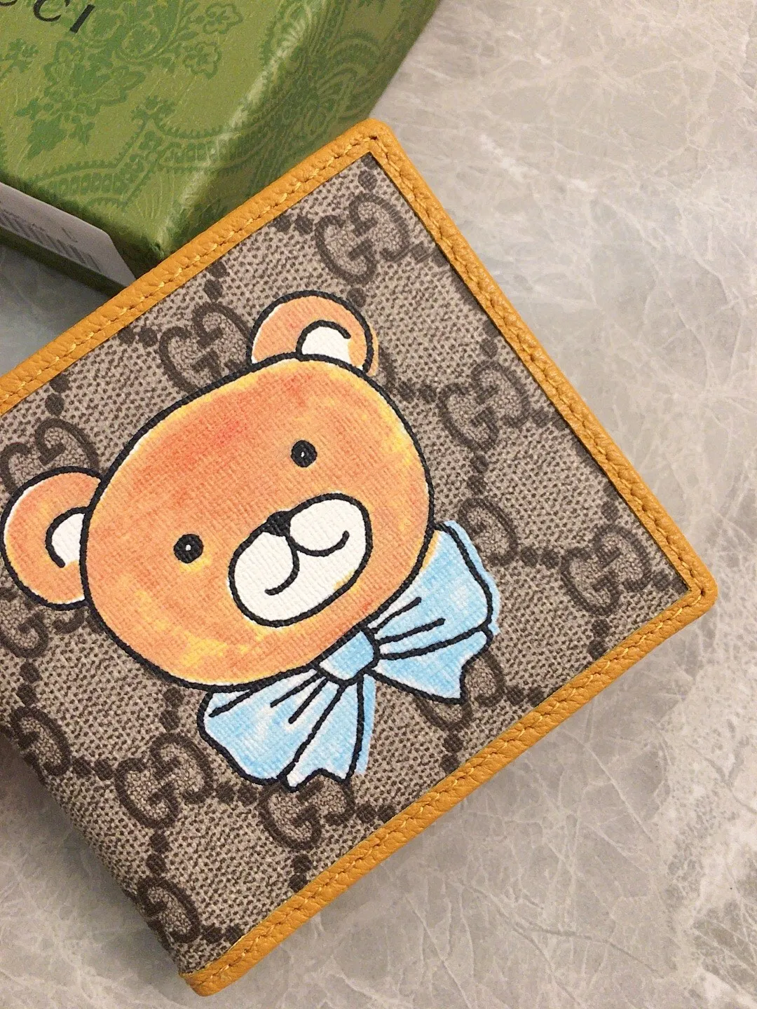 💰300 🇭🇺🇭🇺GUCCI KAI Kim Jong-in Joint Bear Series 🍃🍃 Short Wallet 🍃🍃 Model: 660159, Size: 11x9cm, 🍃🍃 Made of original leather!