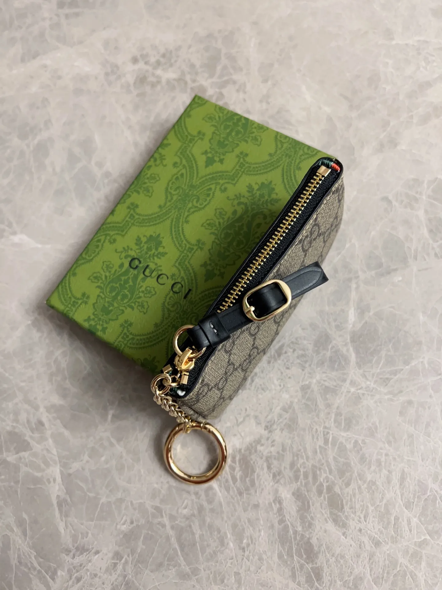 💰340🇮🇹🇮🇹Gucci’s latest GG Supreme premium PVC with original cowhide small wallet/key bag/lipstick bag🌾🌾Model: 819113, size: 12×7.5cm