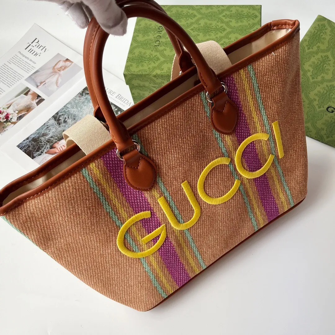 All Categories Official Website "Brand Women's Bags" Women's Bags 💙 GUCCI 2024 New GUCCI Tote Canvas Bag