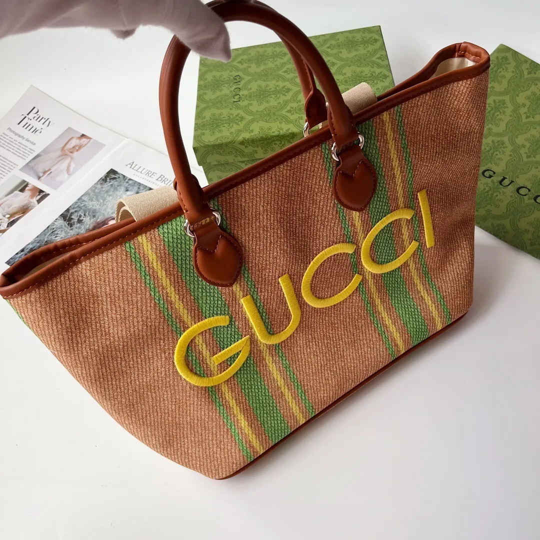 All Categories Official Website "Brand Women's Bags" Women's Bags 💙 GUCCI 2024 New GUCCI Tote Canvas Bag