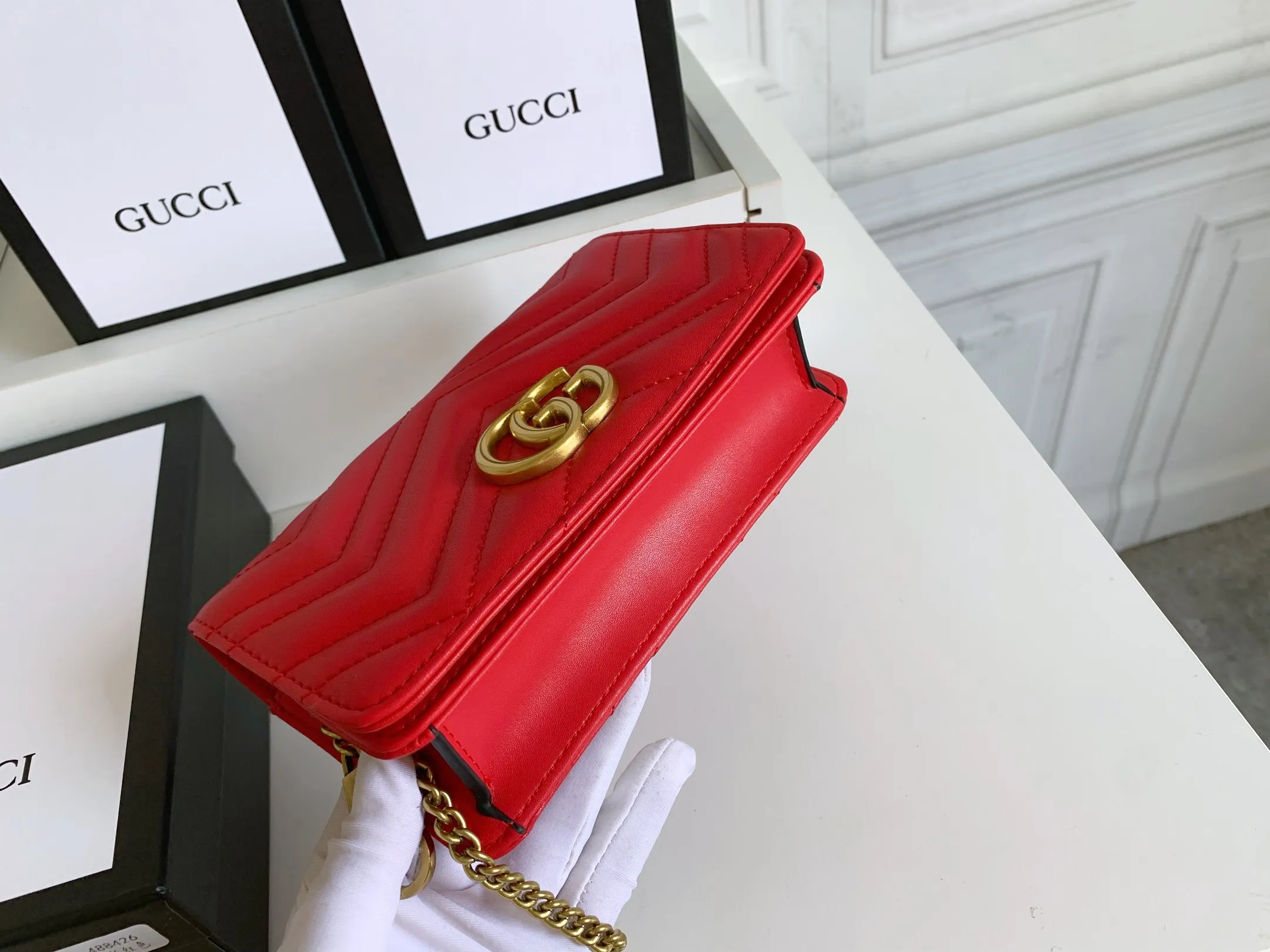 All categories Official website "Brand Women's Bags" Women's Bags 💙 GUCCI replica GUCCI, fine imitation GUCCI bag, GUCCI shoulder bag, 2023 official latest version GUCCI first layer cowhide chain bag, bag factory, original material, size: 18-10.5-4.5CM