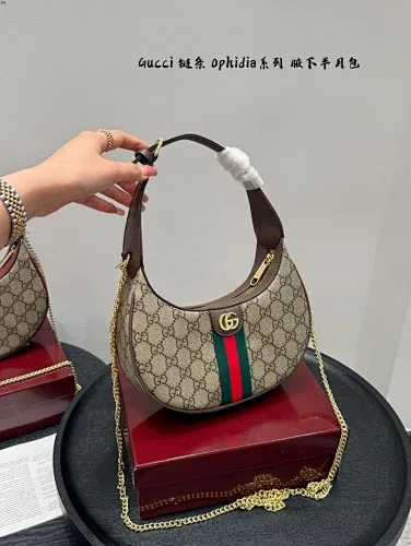 All categories Official website "Brand Women's Bags" Women's Bags 💙 GUCCI 2025 new GUCCI ophidia chain half-moon armpit bag