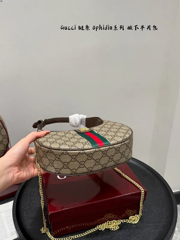 All categories Official website "Brand Women's Bags" Women's Bags 💙 GUCCI 2025 new GUCCI ophidia chain half-moon armpit bag