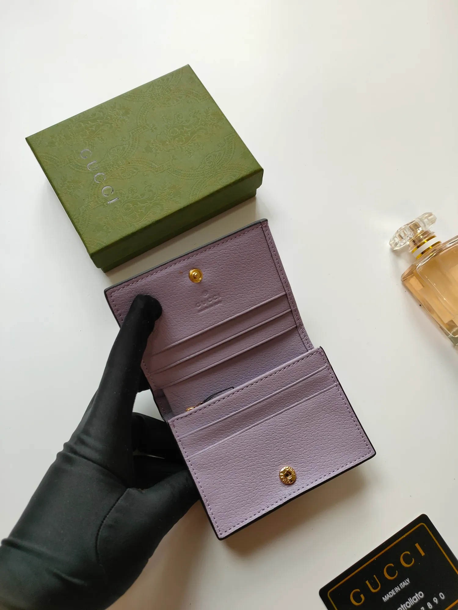 💰140 No.: 523155 gucci·leather original leather 🇮🇹，‼ ‼ Made of imported grained cow leather, paired with ebony double G fabric, gold hardware, official unique identity code👍👍counter quality, real photos📷, size 11cm*8.5cm*2.5cm💸💸💸