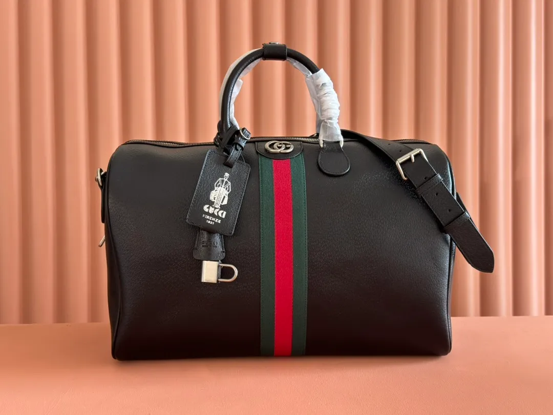 💋💋💋【New model】Gucci Savoy series medium size, large size travel bag, brown/PVC original leather has been shipped, 🐲Model: 834458, 834460, short combination video