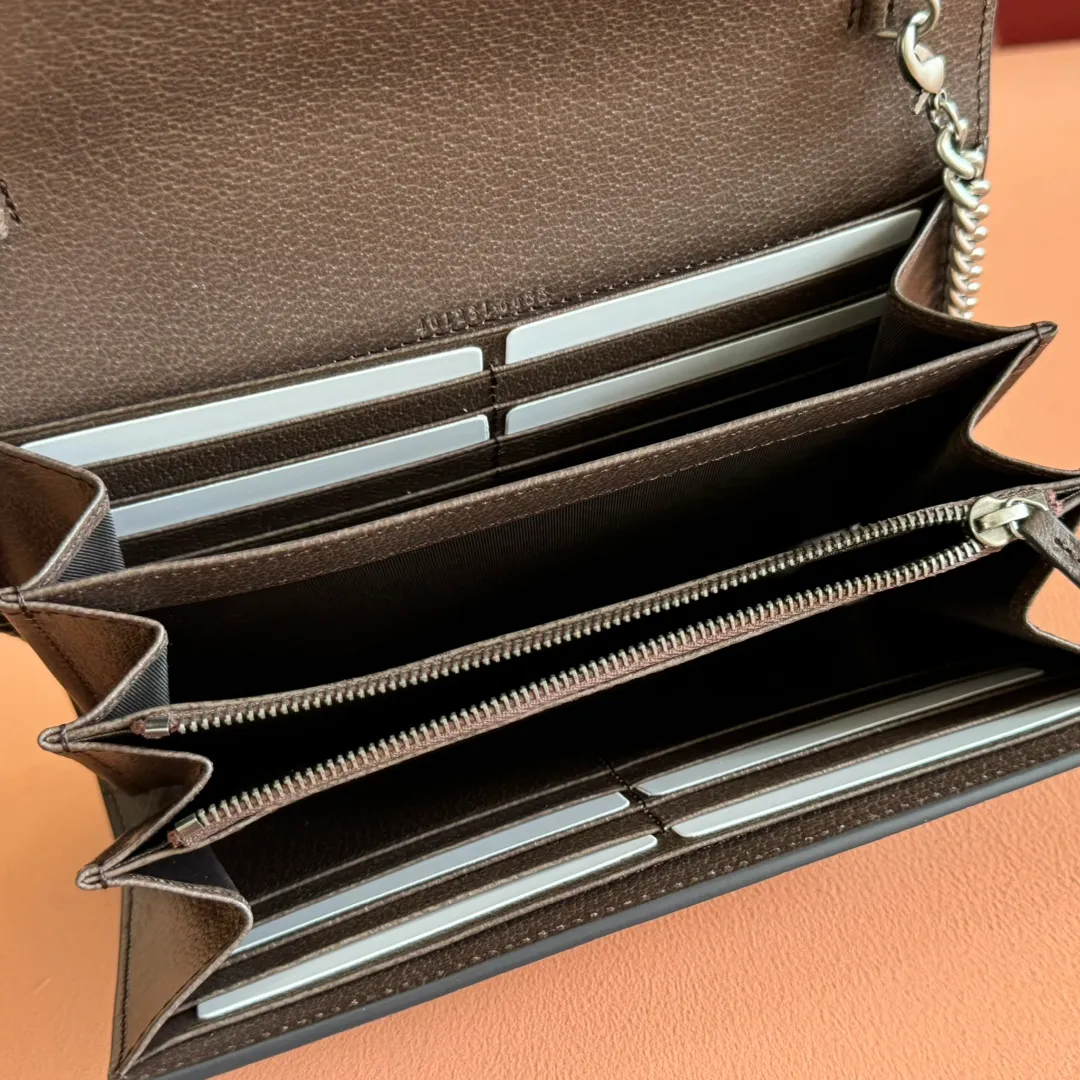 p740. 📣📣📣【Original leather🌈 Equipped with full package at the counter】🔥🔥GG Original leather, ebony double G fabric PVC with leather chain mini handbag/wallet, small bag with detachable shoulder strap, ample internal space, perfect replica of the original, 💯top-grade Italian imported cowhide👉fine workmanship ‼ ️Model: 401231, size: 20*13.5*4cm.