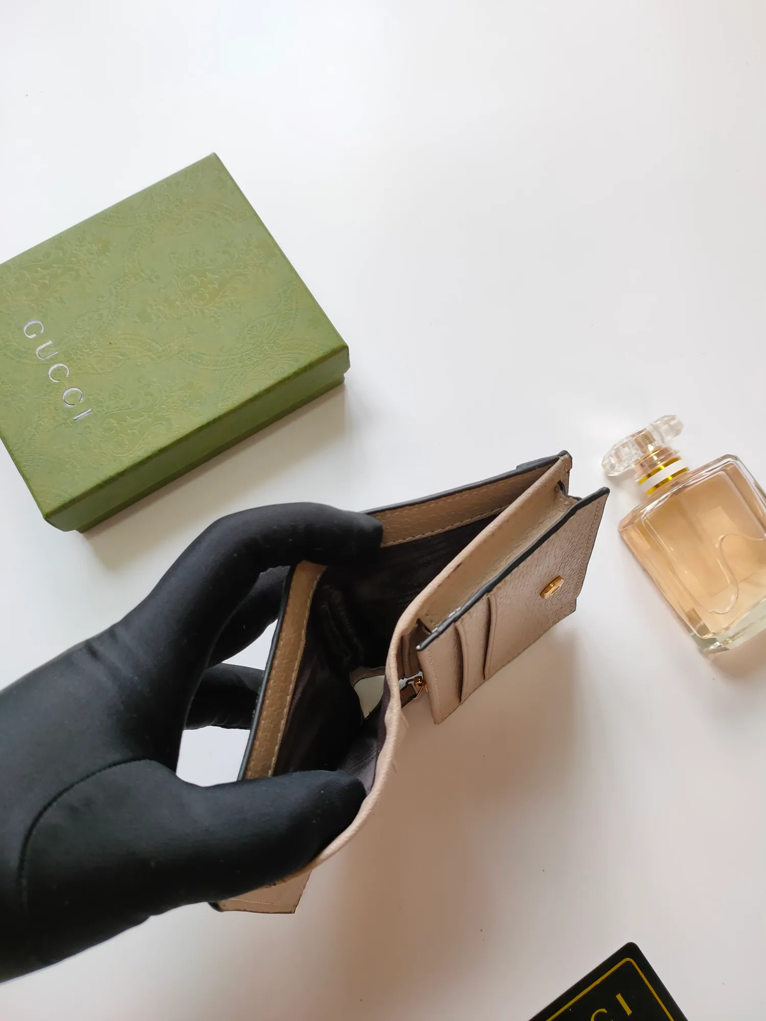 💰140 No.: 523155 gucci·leather original leather 🇮🇹，‼ ‼ Made of imported grained cow leather, paired with ebony double G fabric, gold hardware, official unique identity code👍👍counter quality, real photos📷, size 11cm*8.5cm*2.5cm💸💸💸