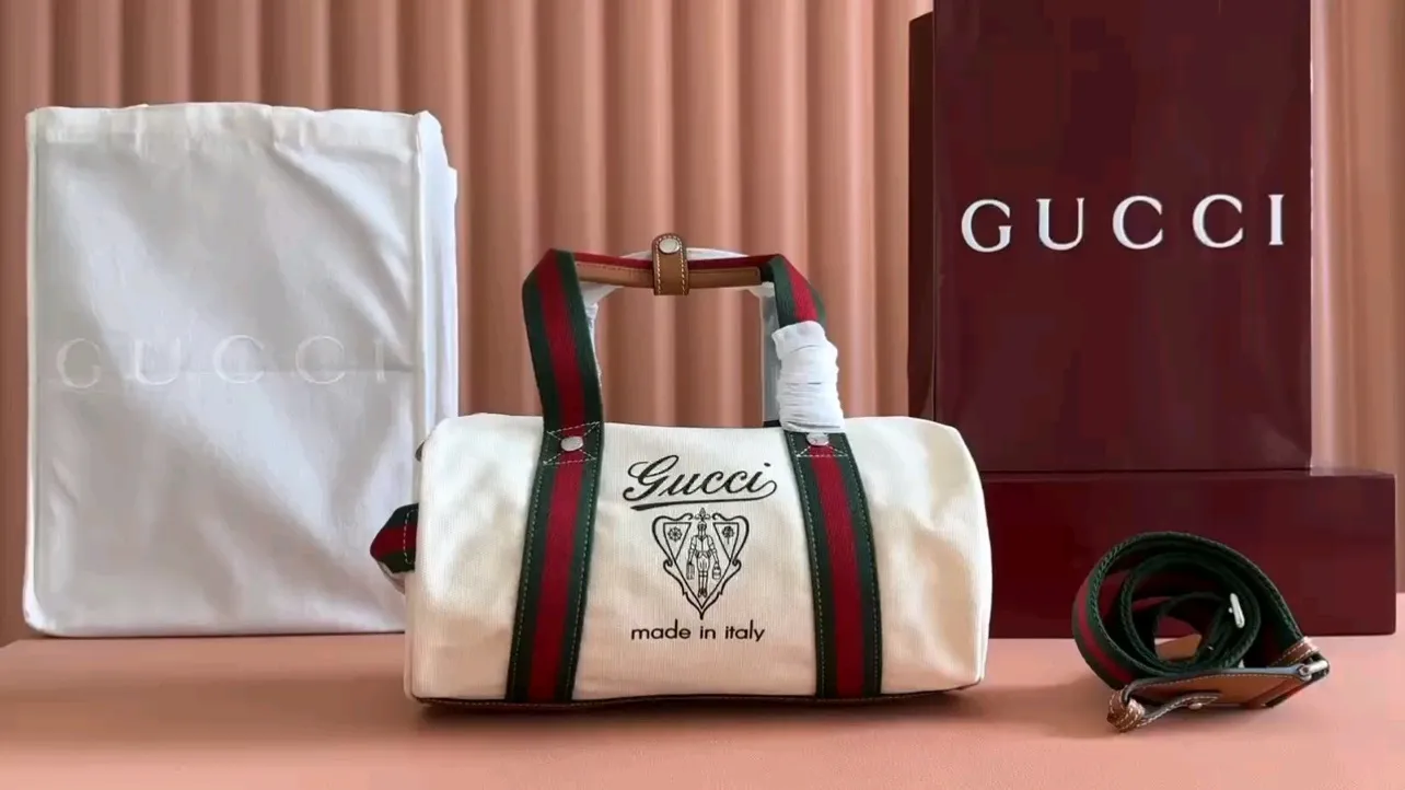💋💋💋New GG series large and small printed canvas travel bags, off-white, dark blue/original leather shipped! 🐴30, 54cm model: 816865, 816866. Combination short video