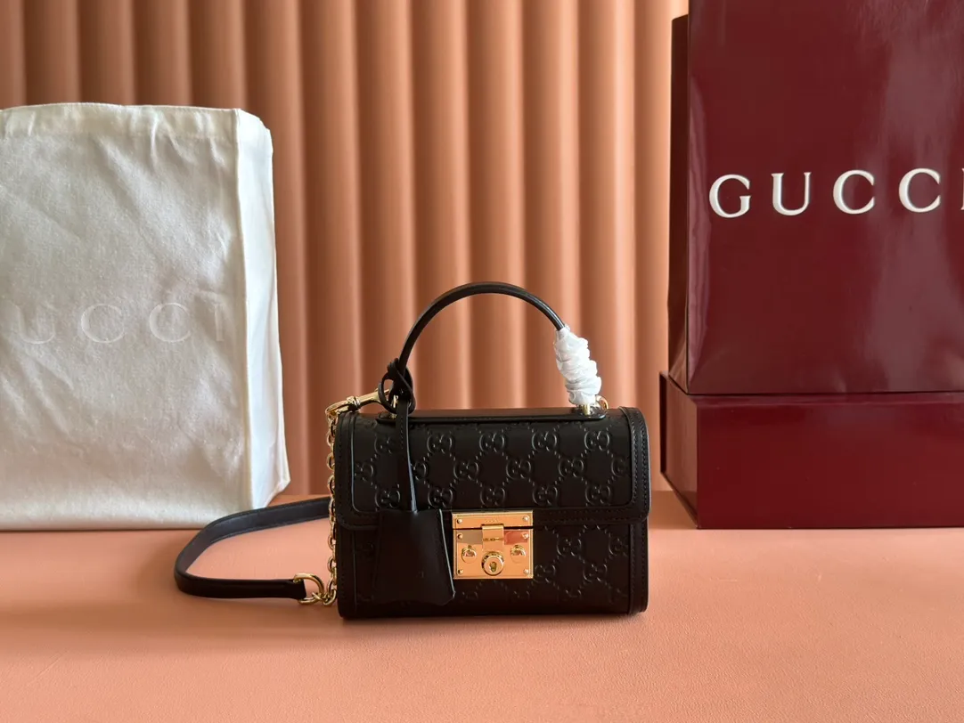 💋💋💋[New model] GG Padlock series small handbag, black, ancro red/embossed original leather has been shipped, 🐍Model: 838999, short combination video