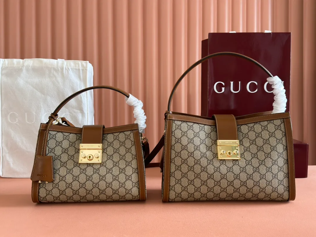 💋💋💋The new GG Padlock series medium and large handbags, brown/original leather have been shipped, 🐴Model: 838992, 838991. Combination short video