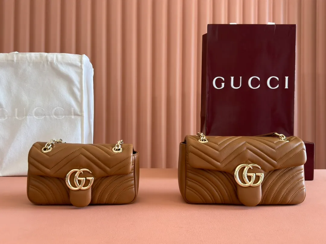 💋💋💋 New GG Marmont series medium shoulder bag. Caramel, black, white, ancola red/original leather shipped! 🐲Model: 837267. 837280 combination short video