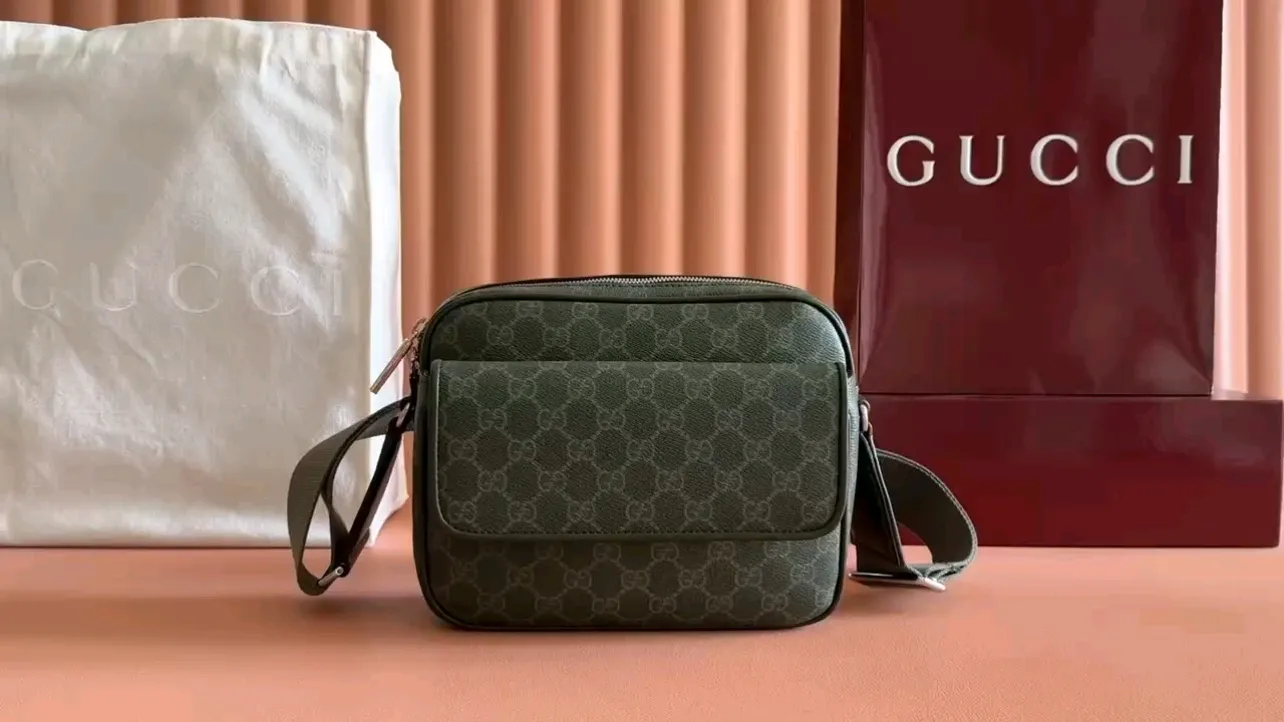 💋💋💋【New】GG letter pattern small waist bag, small chest bag, small crossbody bag, forest green PVC/original leather is shipped, 🐍Model: 792091, 822073, 795479, short combination video