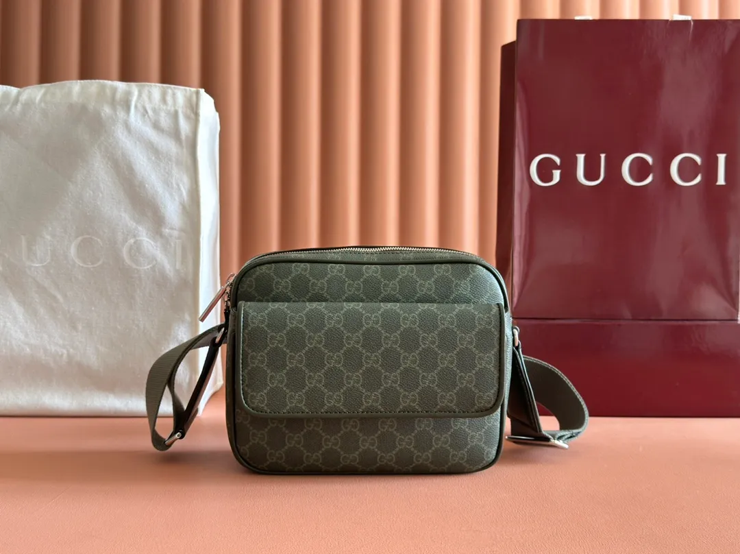 💋💋💋【New】GG letter pattern small waist bag, small chest bag, small crossbody bag, forest green PVC/original leather is shipped, 🐍Model: 792091, 822073, 795479, short combination video