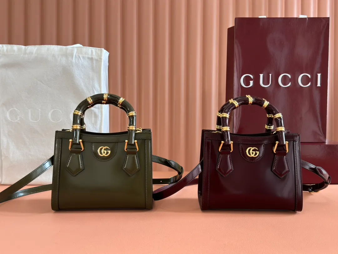 💋💋💋【New Product】GG Gucci Diana series bamboo mini tote bag/original leather has been shipped, model number: 832936. Combination short video