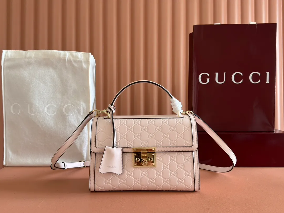 💋💋💋【New】GG Padlock series medium handbag, four-color embossed/original leather is shipped, 🐍Model: 838998. Combination short video
