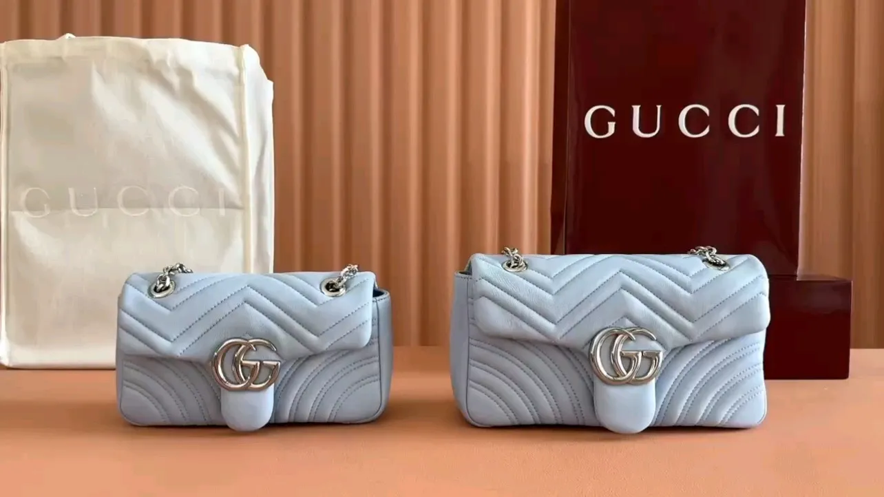 💋💋💋 New GG Marmont series medium shoulder bag. Original leather shipped! 🐲Model: 837267. 837280 combination short video
