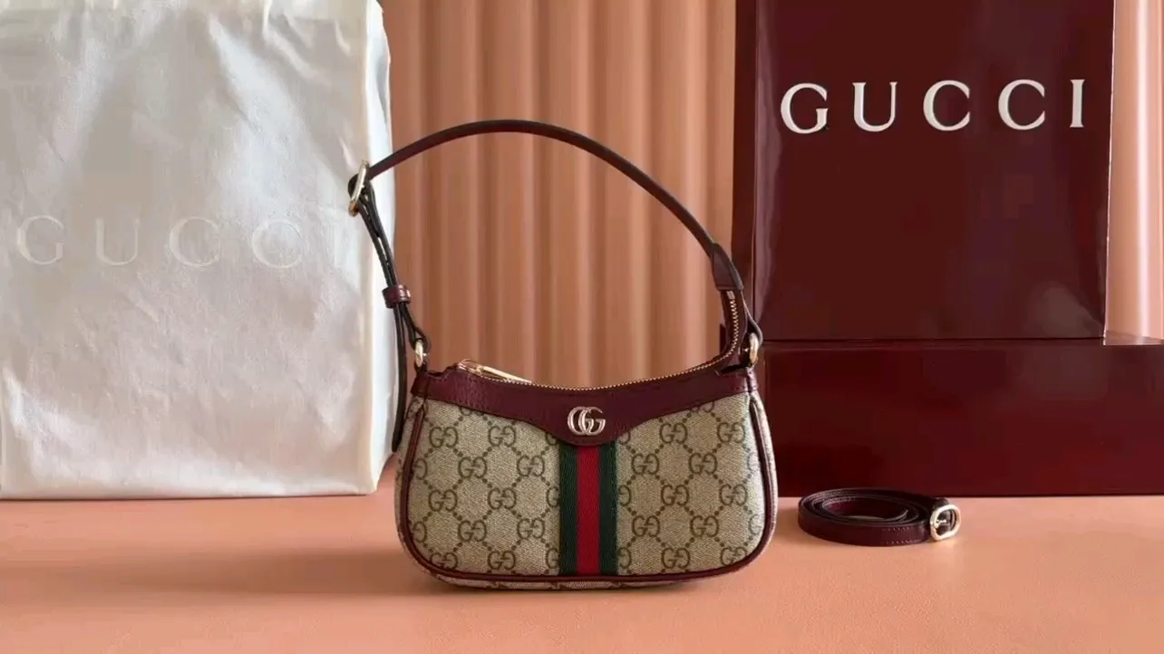 💋💋💋【New】GG Ophidia series mini shoulder bag, brown original leather is shipped, model: 838465, short video