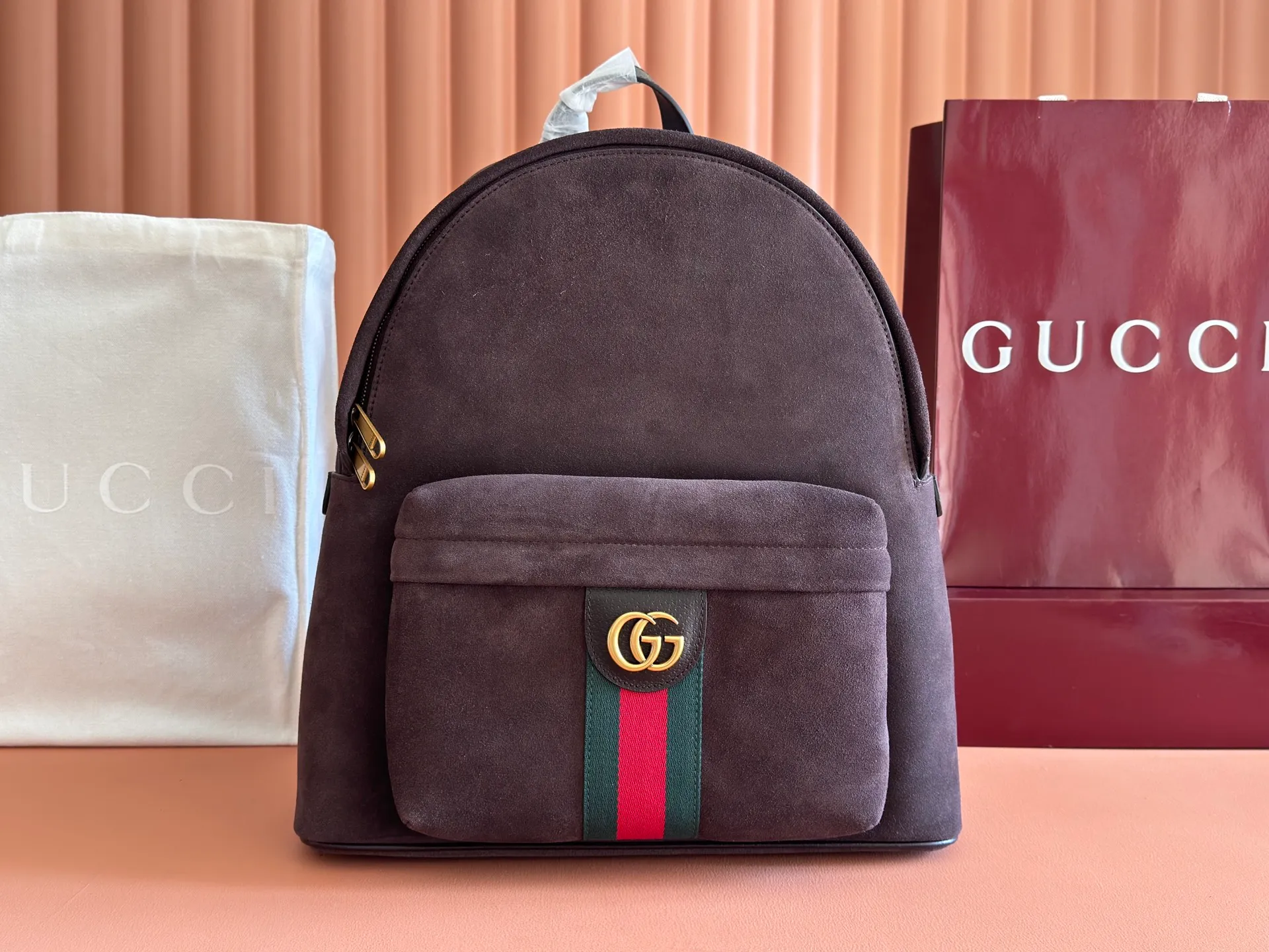 💋💋💋[New product] GG printed medium backpack, matte original leather shipped, 🐴Model: 834466, short video