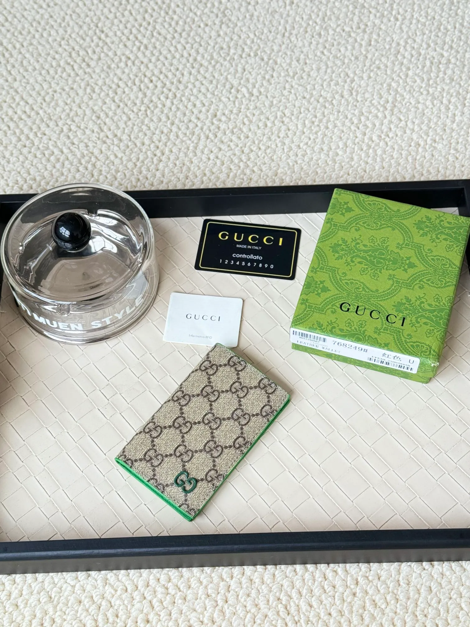 💰110 gucci men's casual pocket clip, real shot! 768249 Brown blue, brown red, brown green, brown yellow, black PVC Size: width 7.5x height 12cm