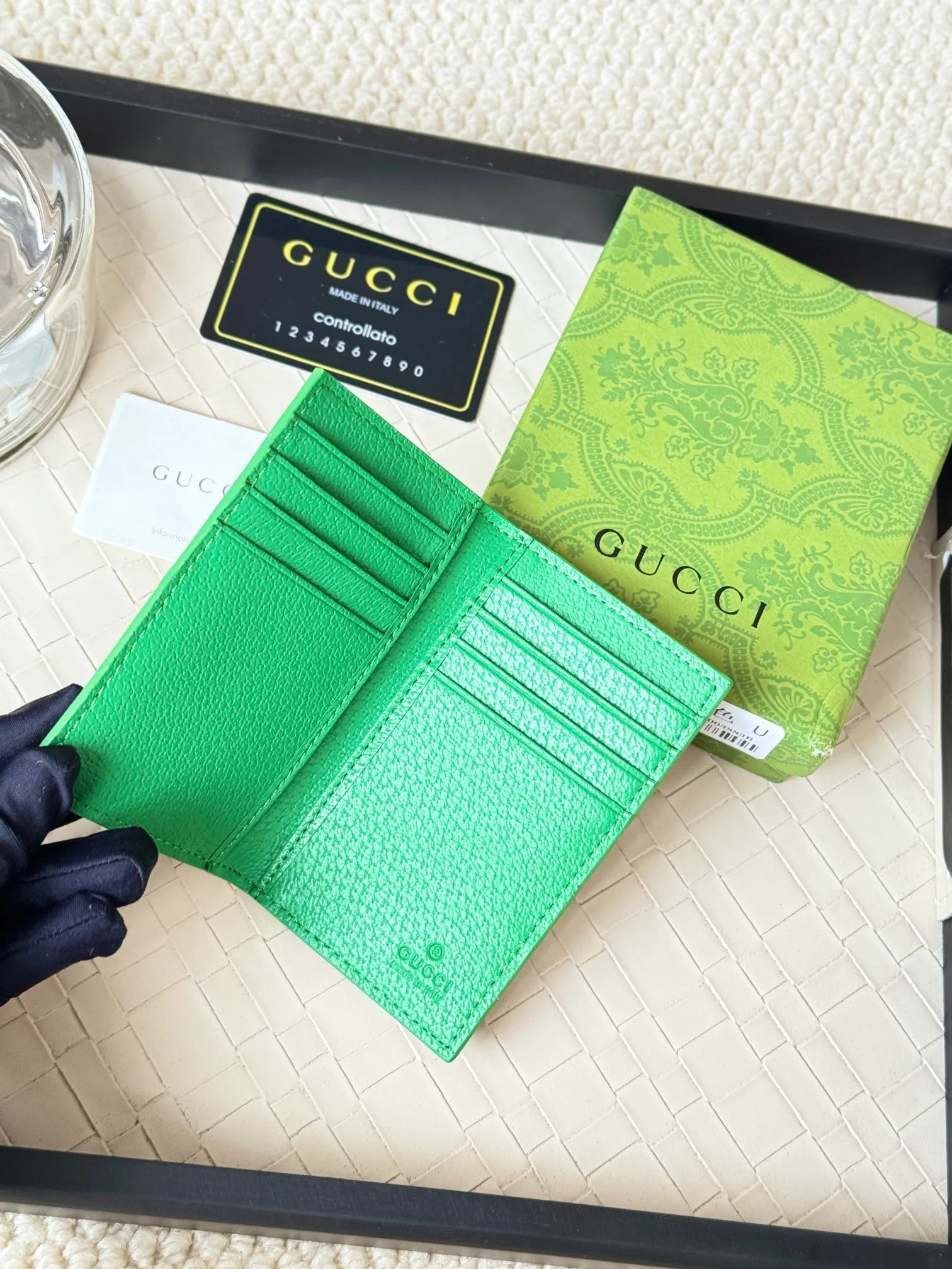 💰110 gucci men's casual pocket clip, real shot! 768249 Brown blue, brown red, brown green, brown yellow, black PVC Size: width 7.5x height 12cm