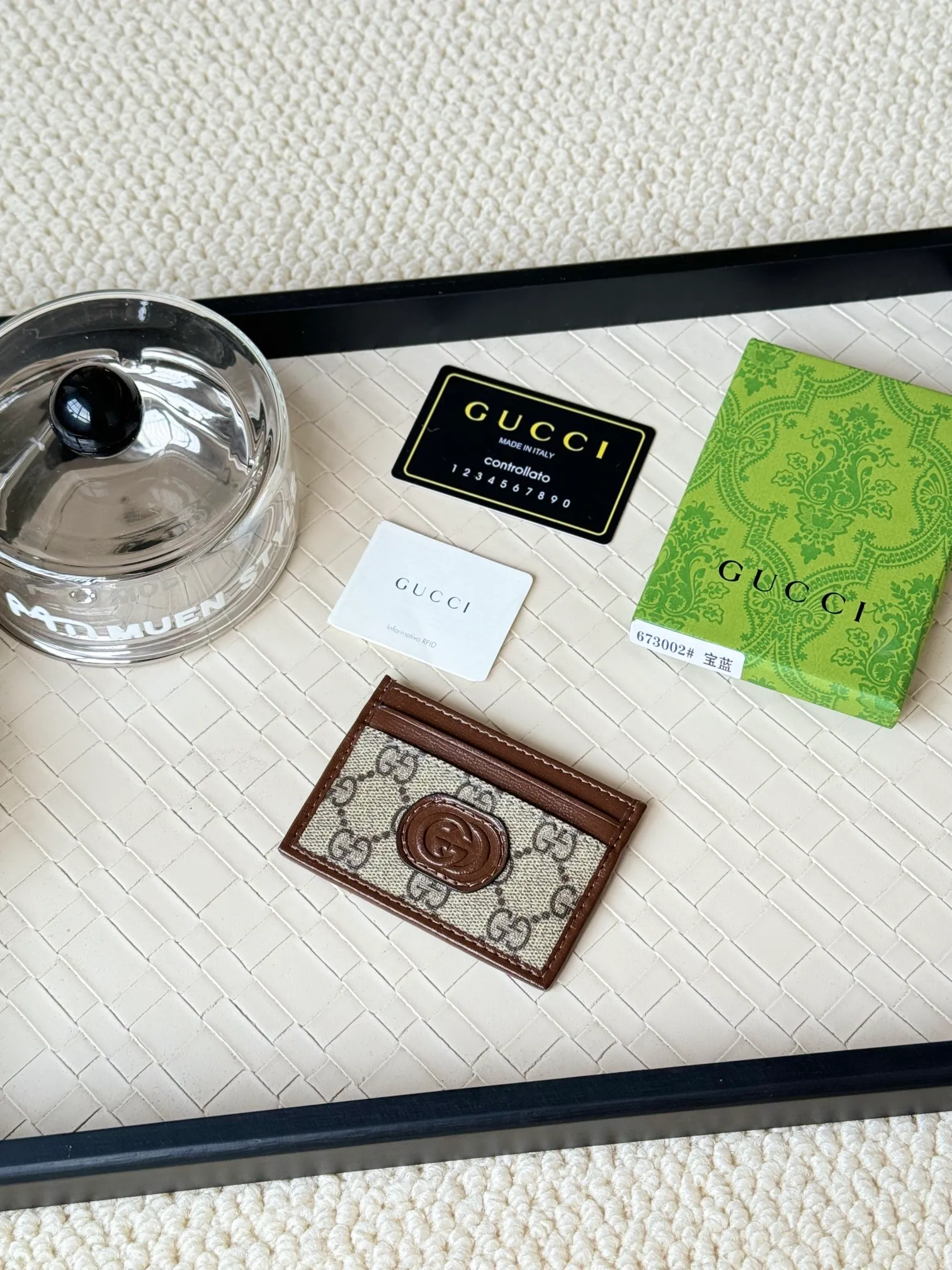 💰100 Real photos of gucci’s latest (card holder)! PVC with cowhide, model number 673002, size: 10cmX7cm