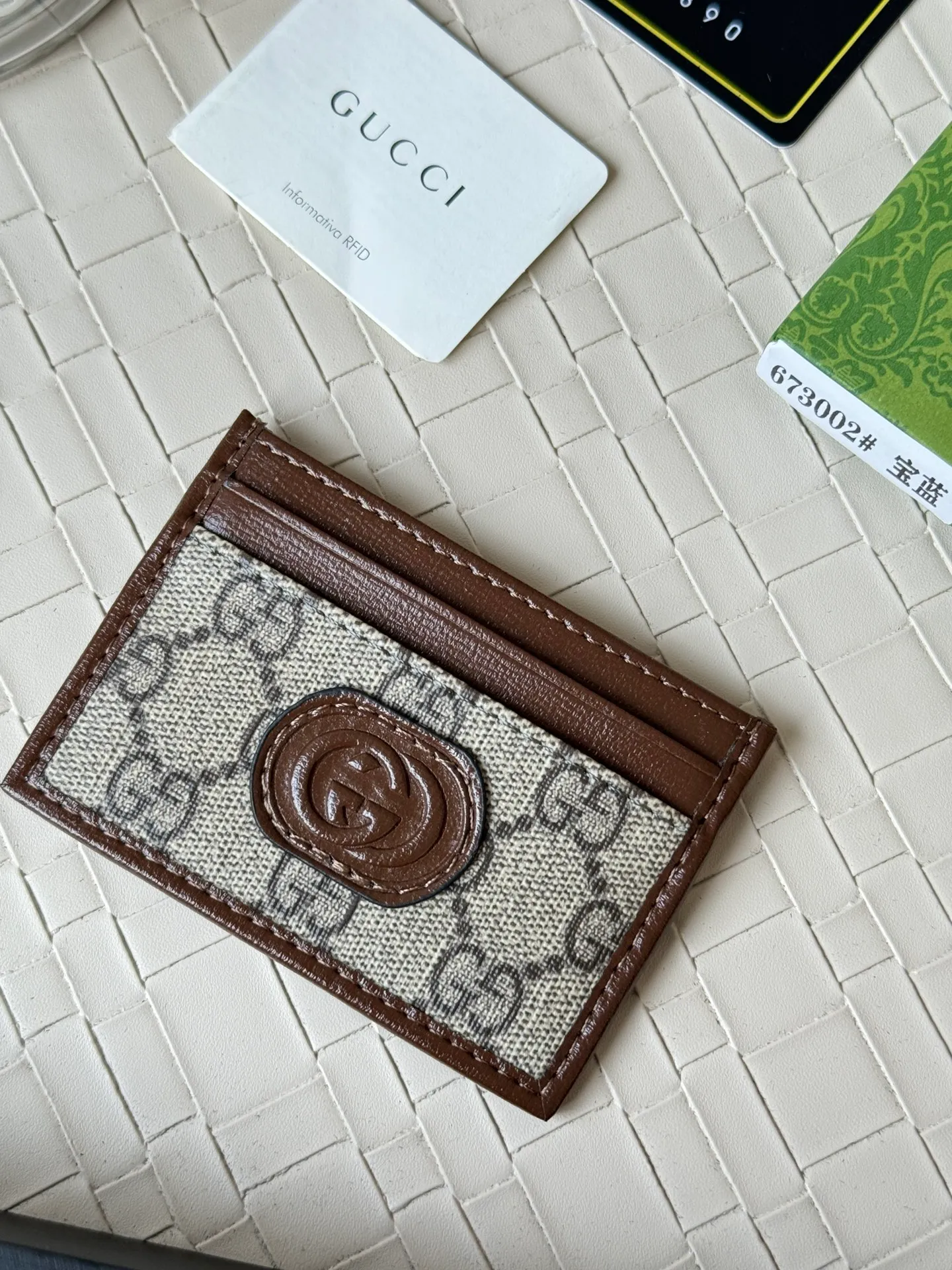 💰100 Real photos of gucci’s latest (card holder)! PVC with cowhide, model number 673002, size: 10cmX7cm