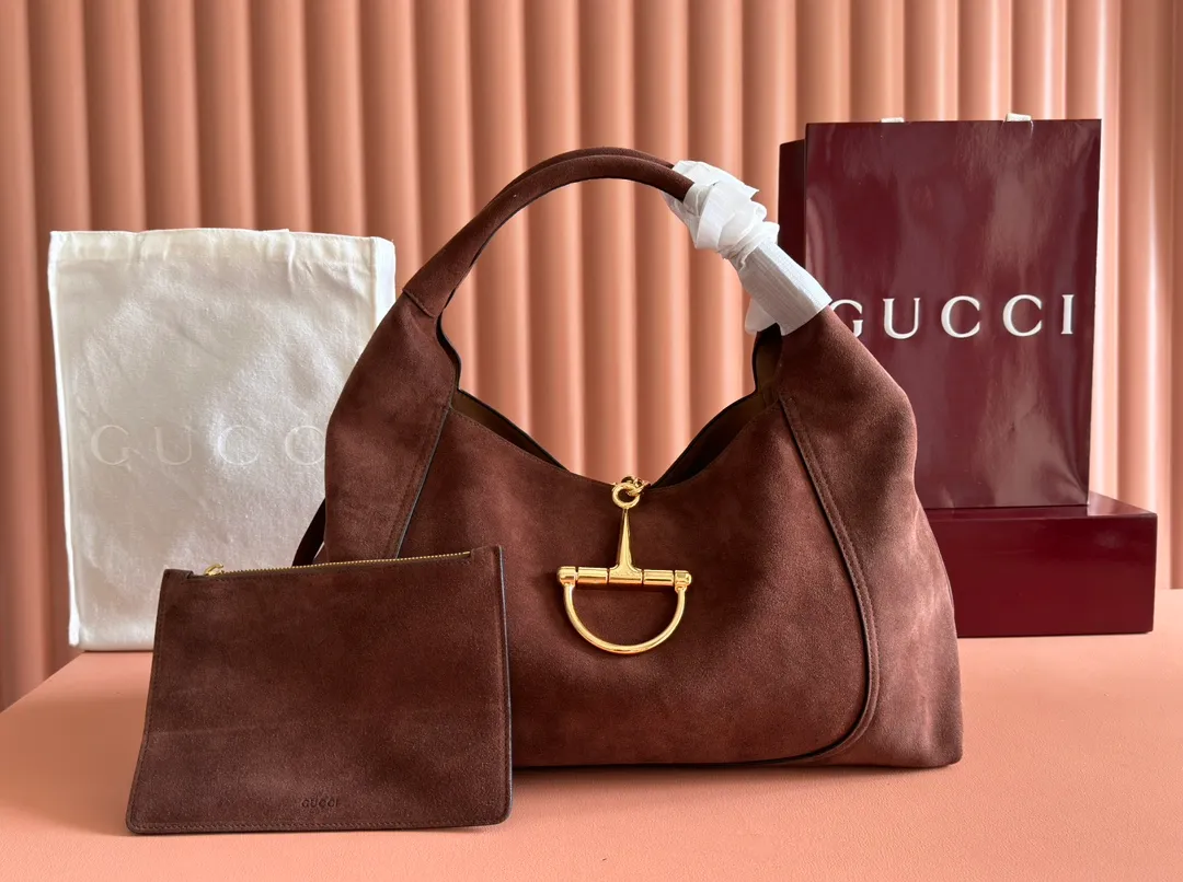 💋💋💋【New Product】Gucci Softbit series large shoulder bag, brown matte/original leather has been shipped, 🐍27.5cm model: 837466. short video