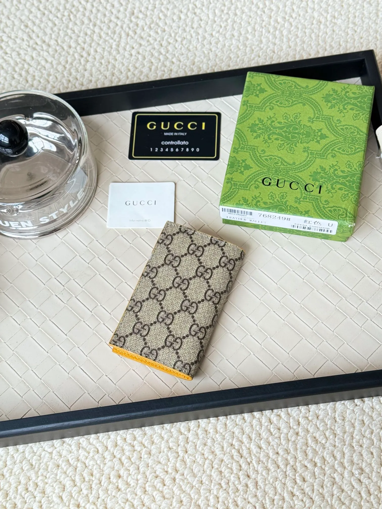 💰110 gucci men's casual pocket clip, real shot! 768249 Brown blue, brown red, brown green, brown yellow, black PVC Size: width 7.5x height 12cm