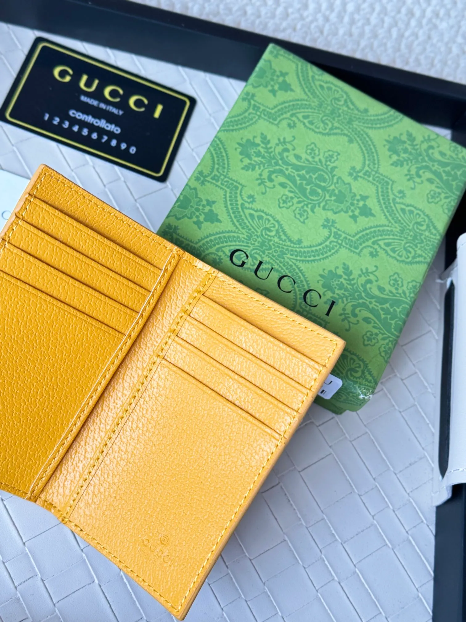 💰110 gucci men's casual pocket clip, real shot! 768249 Brown blue, brown red, brown green, brown yellow, black PVC Size: width 7.5x height 12cm