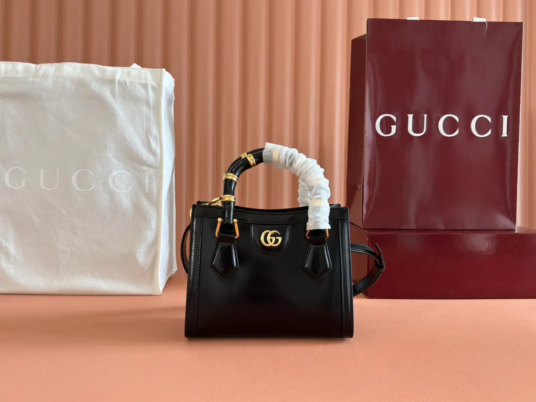 💋💋💋【New Product】GG Gucci Diana series bamboo mini tote bag, white, light green, light purple/original leather has been shipped, model number: 832936. Combination short video