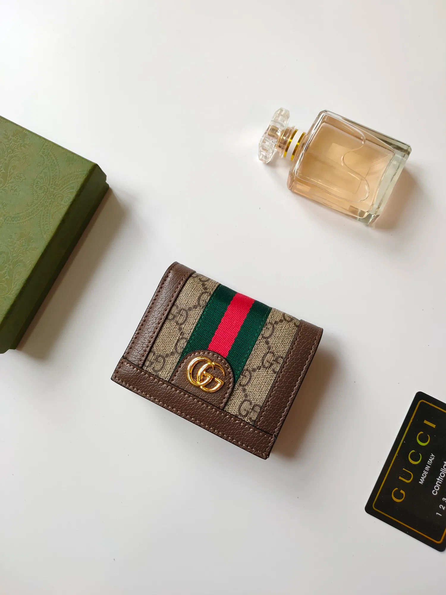 💰140 No.: 523155 gucci·leather original leather 🇮🇹，‼ ‼ Made of imported grained cow leather, paired with ebony double G fabric, gold hardware, official unique identity code👍👍counter quality, real photos📷, size 11cm*8.5cm*2.5cm💸💸💸