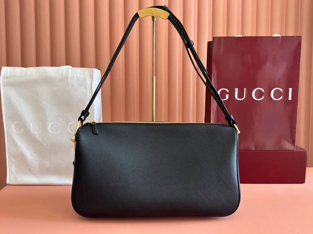 💋💋💋【New】Gucci Half Horsebit series large shoulder bag, original leather shipped, 🐍Model: 862530.