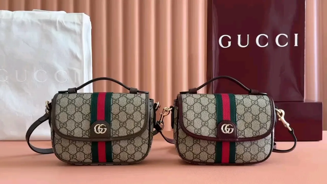 💋💋💋【New】GG Ophidia series small handbag, brown/original leather is shipped, 🐴Model: 836843, short video