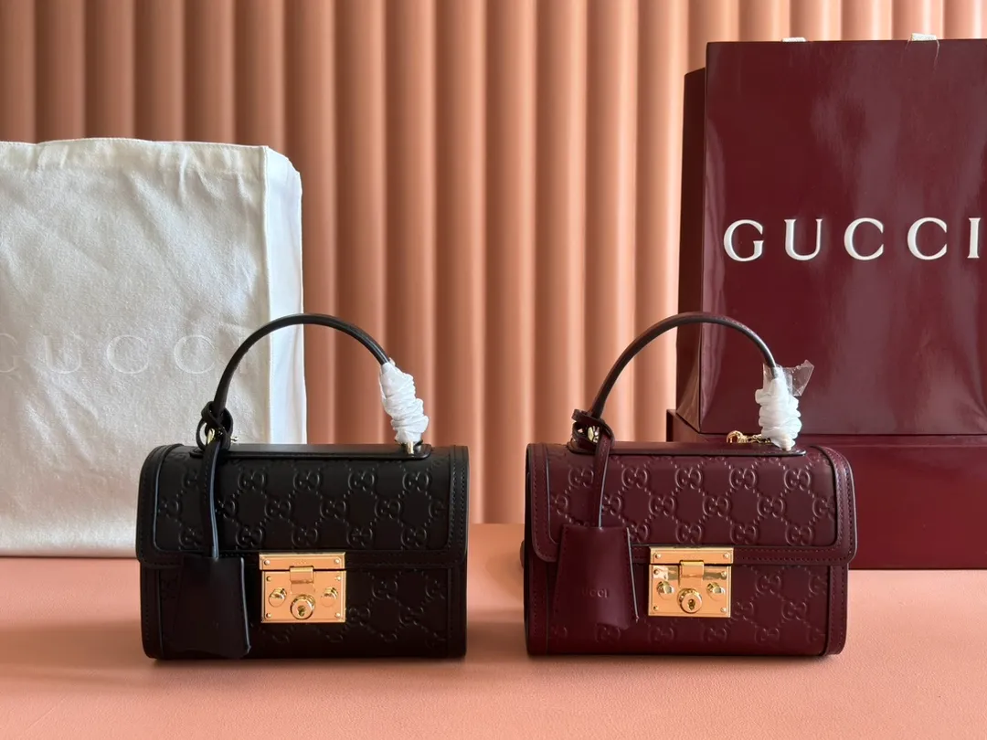 💋💋💋[New model] GG Padlock series small handbag, black, ancro red/embossed original leather has been shipped, 🐍Model: 838999, short combination video