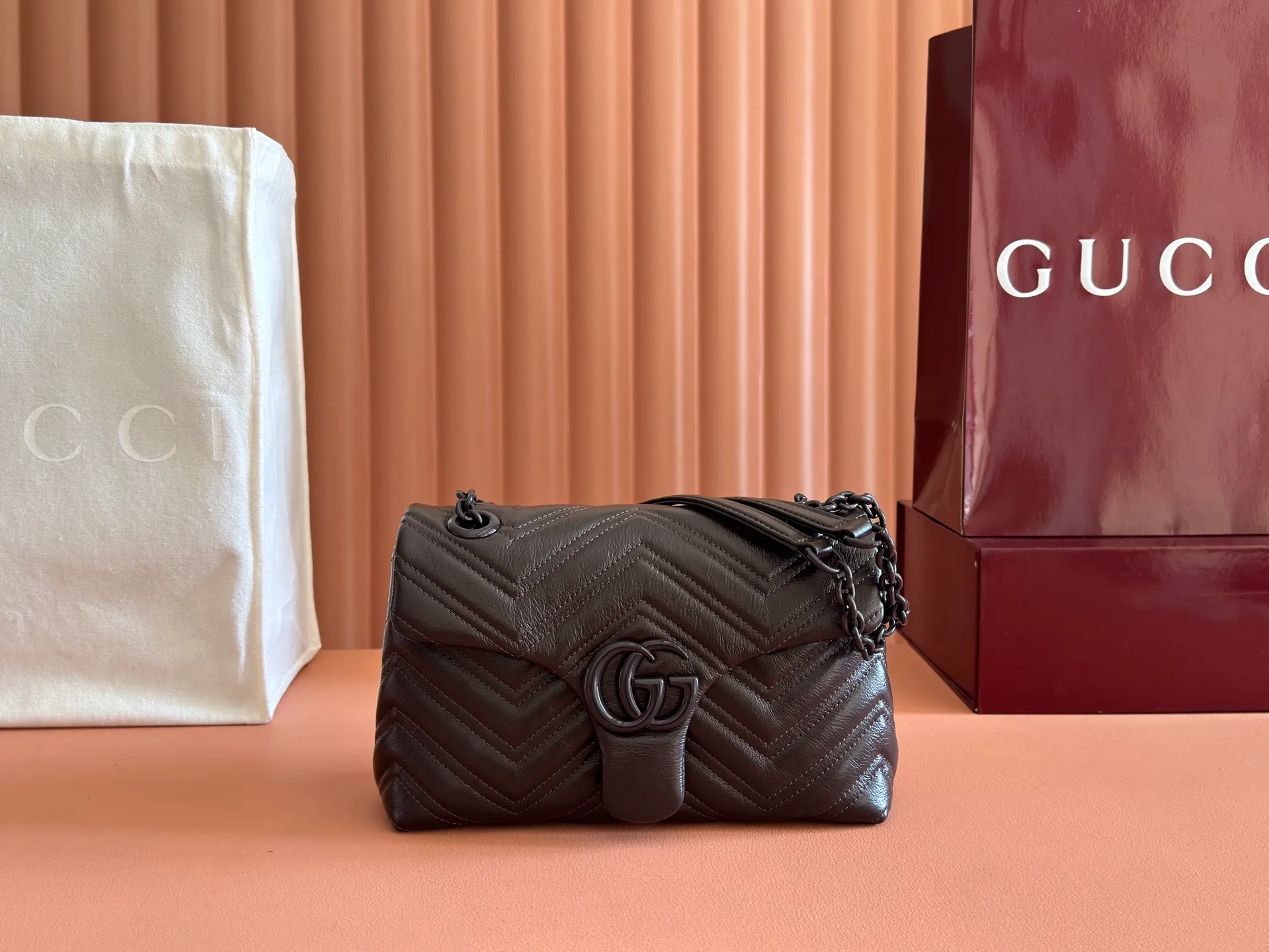 💋💋💋【New】GG Marmont series small shoulder bag, black soft leather/original leather is shipped, 🐍Model 855371 combination short video