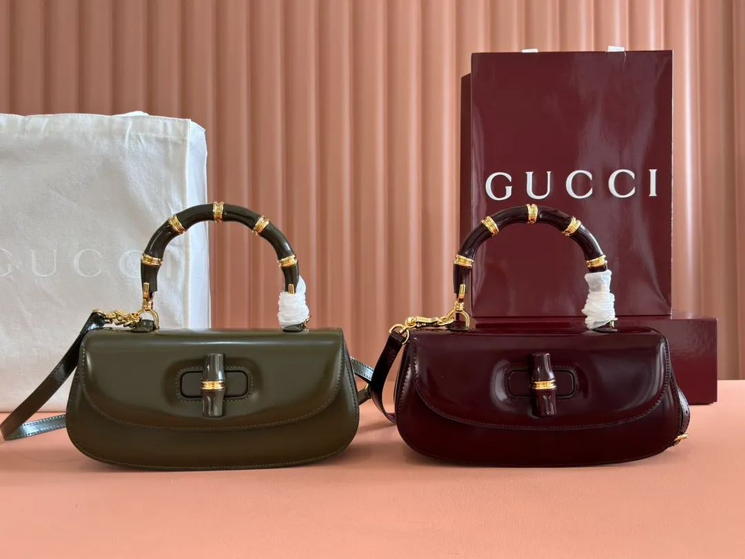 💋💋💋 New Gucci Bamboo Diva series medium handbag, dark green Encore/original factory shipment! 🐴Model: 827750. short video