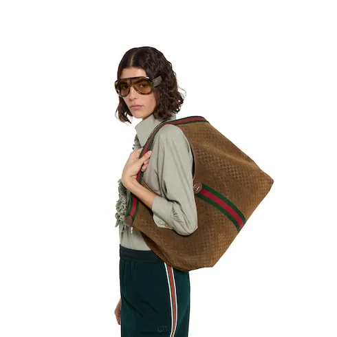 G family's new model number: 853971 brown frosted embossed "original leather, counter dustproof cloth bag", size: width 60 × height 47 × depth 16cm. Ready to ship. 🌹🌹🌹