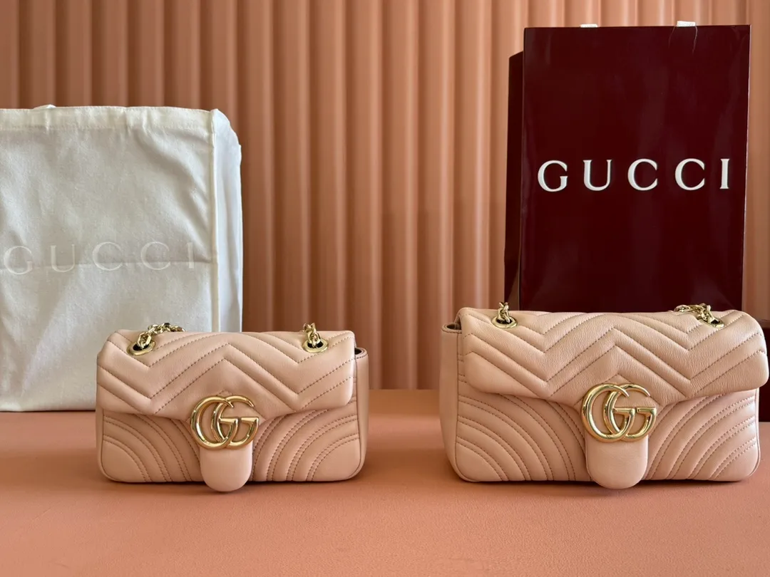 💋💋💋 New GG Marmont series medium shoulder bag. Caramel, black, white, ancola red/original leather shipped! 🐲Model: 837267. 837280 combination short video