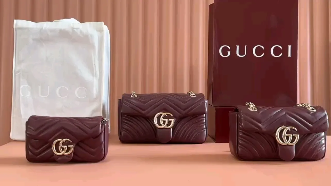 💋💋💋 New GG Marmont series medium shoulder bag. Imported sheepskin caramel, black, white, ancola red/original leather shipped! 841290-837280-837267 combination short video